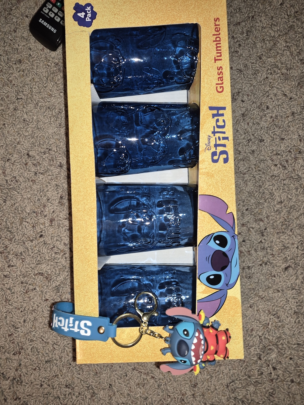 Disney Stitch Blue Glass Tumbler Set (4-Pack)